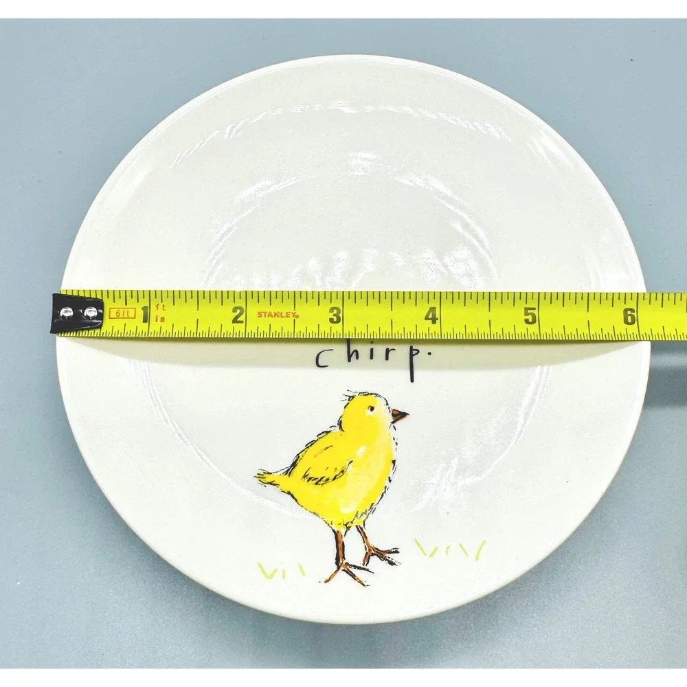 Rae Dunn Magenta Easter Appetizer Plates Hunt Chirp Basket Chick 6 inch Set of 2